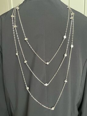 Vintage St. John Silver Tone Long Necklace